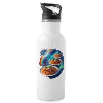 Kosmische Pasta Galaxie - Trinkflasche mit integriertem Trinkhalm - Weiß - Rechts