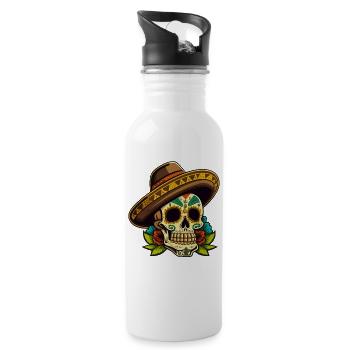 Sombrero de crâne de sucre Art floral - Gourde avec paille intégrée - blanc - Droite
