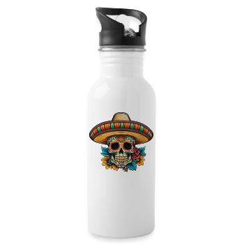 Sombrero floral Sucre Crâne - Gourde avec paille intégrée - blanc - Droite