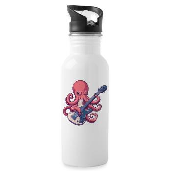 Octopus Guitar Rock - Water bottle with straw - white - Right