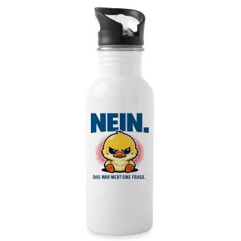 Nein das war nicht eine Frage Ente Statement - Trinkflasche mit integriertem Trinkhalm - Weiß - Rechts