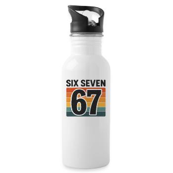 Six Seven 67 Italian Brainrot Retro Sunset Meme - Trinkflasche mit integriertem Trinkhalm - Weiß - Rechts