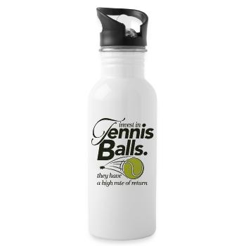 Invest in Tennis Balls Design for Tennis Players - Water bottle with straw - white - Right