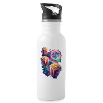 Cosmic Popcorn Magic - Water bottle with straw - white - Right