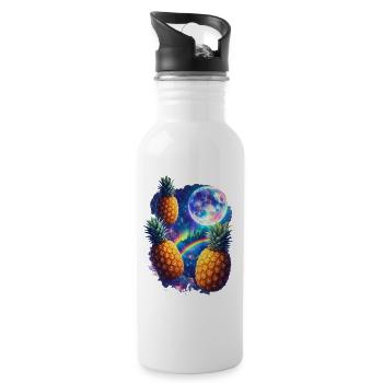 Kosmische Ananas All - Trinkflasche mit integriertem Trinkhalm - Weiß - Rechts