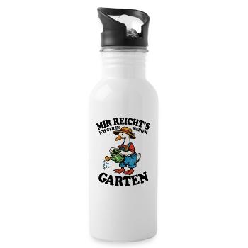 Mir reicht's | Garten Gans gießt glücklich - Trinkflasche mit integriertem Trinkhalm - Weiß - Rechts
