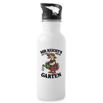 Mir reicht's | Garten Gans gießt glücklich - Trinkflasche mit integriertem Trinkhalm - Weiß - Rechts