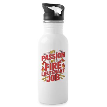 Fire Lieutenant My Passion My Fire Rescue Officer - Water bottle with straw - white - Right