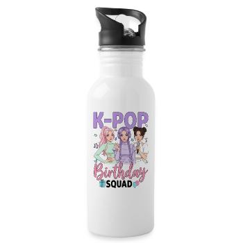 K-Pop Birthday Squad - Trinkflasche mit integriertem Trinkhalm - Weiß - Rechts