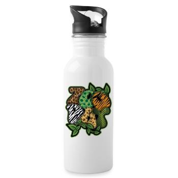 Safari Animals Zoo Party Jungle Zoo Birthday - Water bottle with straw - white - Right