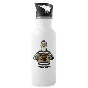 Freche Möwe Spruch Norddeutscher Humor - Trinkflasche mit integriertem Trinkhalm - Weiß - Rechts