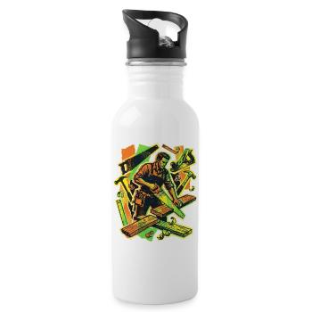 Artisan Carpenter Vintage - Water bottle with straw - white - Right