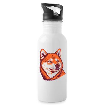 Shiba Inu Portrait - Water bottle with straw - white - Right
