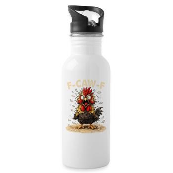 F-Caw-F Graphique drôle de mème de coq de poulet - Gourde avec paille intégrée - blanc - Droite