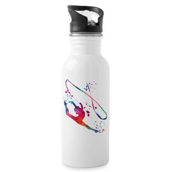 Gymnastin Mit Band Rhythmische Sportgymnastik - Trinkflasche mit integriertem Trinkhalm - Weiß - Rechts