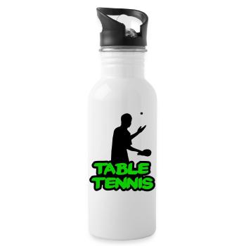 Neon Graffiti Table Tennis Lettering - Water bottle with straw - white - Right