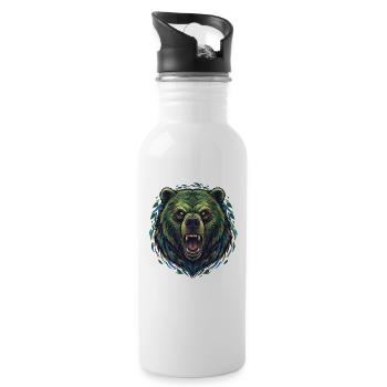 Wild Color Bear Head - Water bottle with straw - white - Right