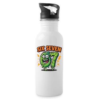 Six Seven 67 Humour d’horreur zombie Cerveau italien - Gourde avec paille intégrée - blanc - Droite
