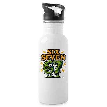 Six Seven 67 Humour d’horreur zombie Cerveau italien - Gourde avec paille intégrée - blanc - Droite