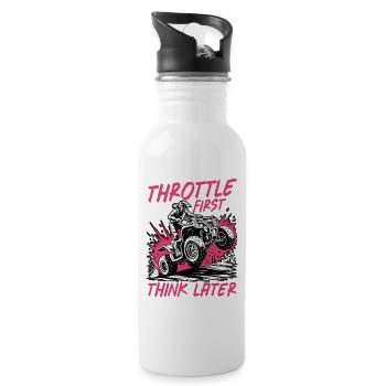 Quad ATV Woman Girl Four Wheeler - Water bottle with straw - white - Right