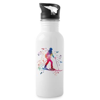 Alpine skier Winter sports Ski touring - Water bottle with straw - white - Right