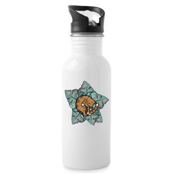 Cat Nap on Monstera Leaves - Water bottle with straw - white - Right