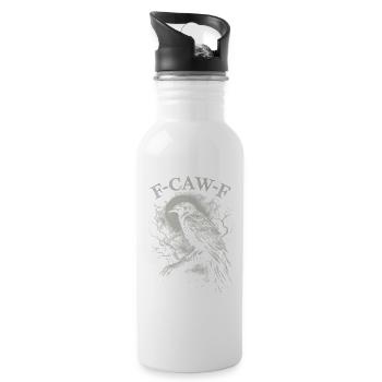 F-Caw-F Crow Raven Dark Gothic Humor Funny Goth - Water bottle with straw - white - Right