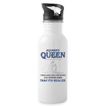 Aquarius Queen Sternzeichen Wassermann - Trinkflasche mit integriertem Trinkhalm - Weiß - Rechts