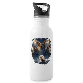 Dreimonde Corgi. - Trinkflasche mit integriertem Trinkhalm - Weiß - Rechts