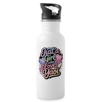 Nur ein Mädchen, das Yaoi liebt. - Trinkflasche mit integriertem Trinkhalm - Weiß - Rechts