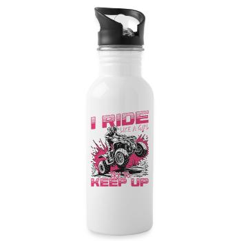 Quad ATV Woman Girl Four Wheeler - Water bottle with straw - white - Right
