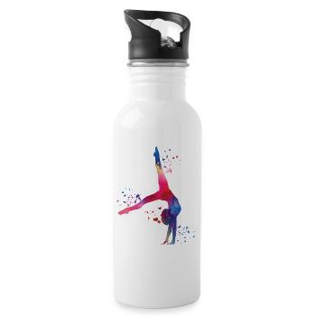Gymnast with clubs rhythmic gymnastics - Water bottle with straw - white - Right