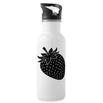 Strawberry Fruit Silhouette - Trinkflasche mit integriertem Trinkhalm - Weiß - Rechts