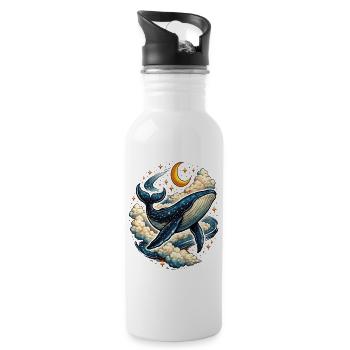 Baleine Céleste dans les Nuages - Gourde avec paille intégrée - blanc - Droite
