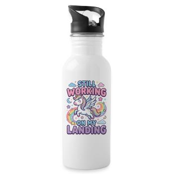 Unicorn Rainbow Pastel Motif - Water bottle with straw - white - Right