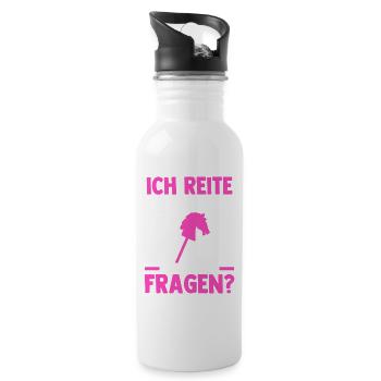 Steckenpferd Hobbyhorse Hobby Horsing - Trinkflasche mit integriertem Trinkhalm - Weiß - Rechts