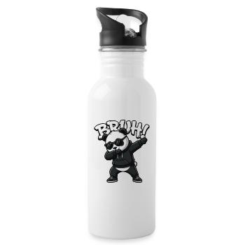 Bruh Panda Dabbing Cool Panda Bear Funny - Water bottle with straw - white - Right