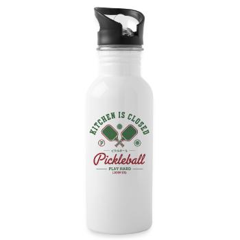 Pickleball Kitchen Is Closed Play Hard Player - Water bottle with straw - white - Right
