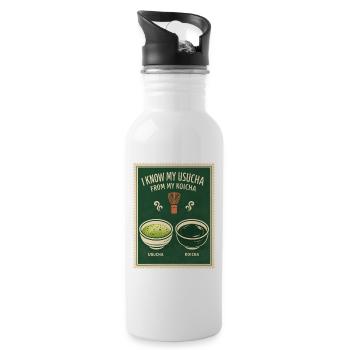 Usucha oder Koicha | Matcha Wissen - Trinkflasche mit integriertem Trinkhalm - Weiß - Rechts