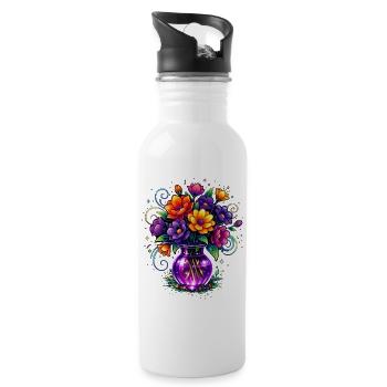 Beltane Flowers May Day Celebrations Pagan - Trinkflasche mit integriertem Trinkhalm - Weiß - Rechts