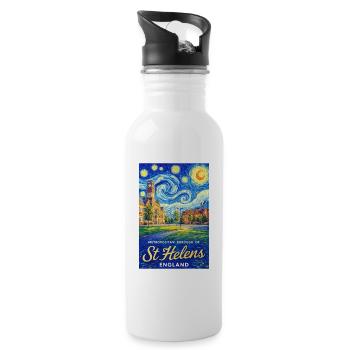 St Helens England Starry Townscape - Water bottle with straw - white - Right