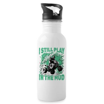 Quad ATV Boy Men Four Wheeler - Trinkflasche mit integriertem Trinkhalm - Weiß - Rechts