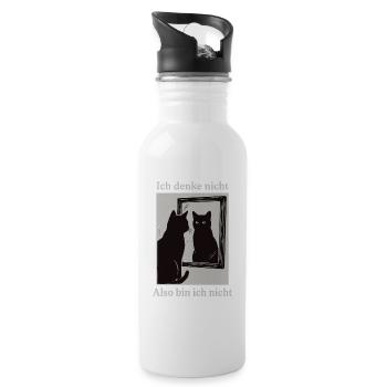 Ich denke nicht Katzenspiegel Humor - Trinkflasche mit integriertem Trinkhalm - Weiß - Rechts