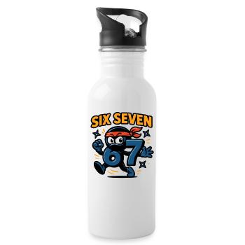 Six Seven 67 Italian Brainrot Ninja Humor Funny - Water bottle with straw - white - Right