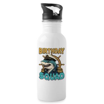 Birthday Squad Beach Summer Cruise Shark Kapitän - Trinkflasche mit integriertem Trinkhalm - Weiß - Rechts