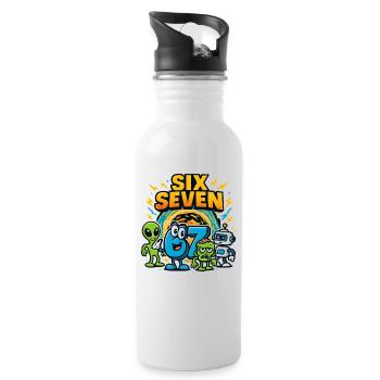 Six Seven 67 Italian Brainrot Nerd Humor Lustig - Trinkflasche mit integriertem Trinkhalm - Weiß - Rechts