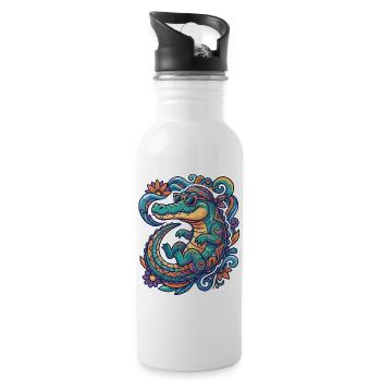 Colorful Crocodile Summer Water Sunglasses - Water bottle with straw - white - Right