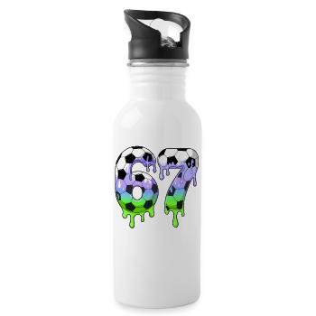 7. Geburtstag Fußballshirt Ich war 6 Jetzt bin ich 7 Jahre - Trinkflasche mit integriertem Trinkhalm - Weiß - Rechts