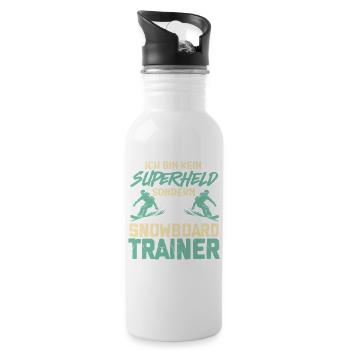 Snowboarden BIN KEIN SUPERHELD SONDERN SNOWBOARD - Trinkflasche mit integriertem Trinkhalm - Weiß - Rechts