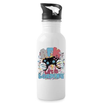 Life is Loading: Gaming Graffiti - Trinkflasche mit integriertem Trinkhalm - Weiß - Rechts